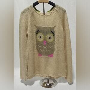 Jolt Knit Owl Sweater Size Small Khaki and Gray